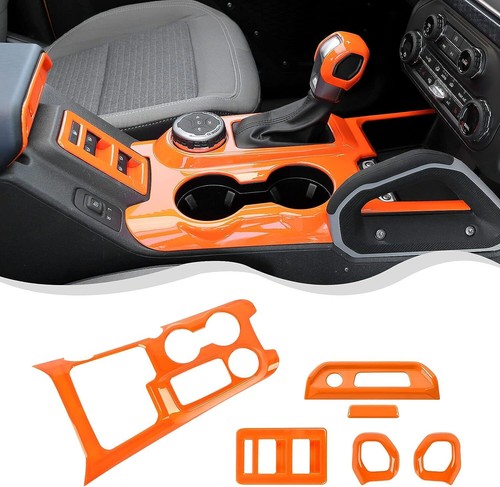 6PC ORANGE DASHBOARD SHIFT PANEL DECOR COVER KIT FOR FORD BRONCO 21+ ACCESSORIES - Picture 5 of 11