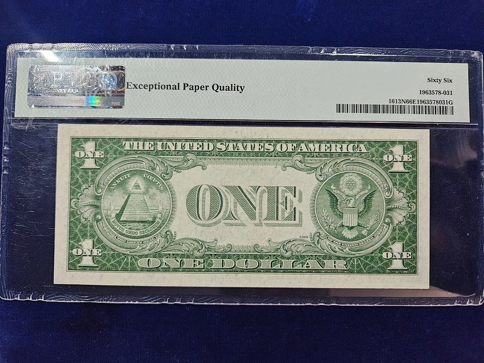 🌟1935-D $1 Silver Certificate Fr#1613N Narrow HG Block PMG 66 EPQ TRINARY FANCY - Image 2 of 2