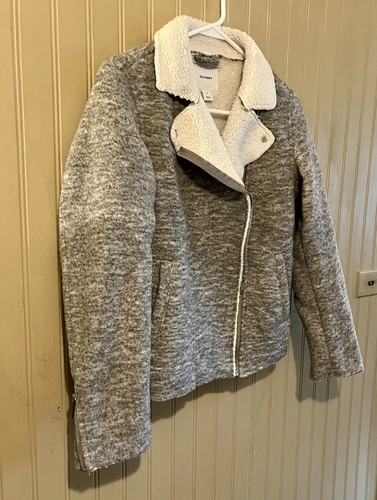 Women’s Old Navy Sherpa Lined Jacket Gray Size Petite Small - Picture 2 of 16