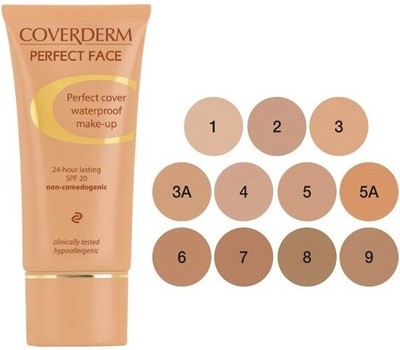 Coverderm Perfect Face Waterproof Make Up 24h Lasting Spf 20 In 11 Shades 30ml