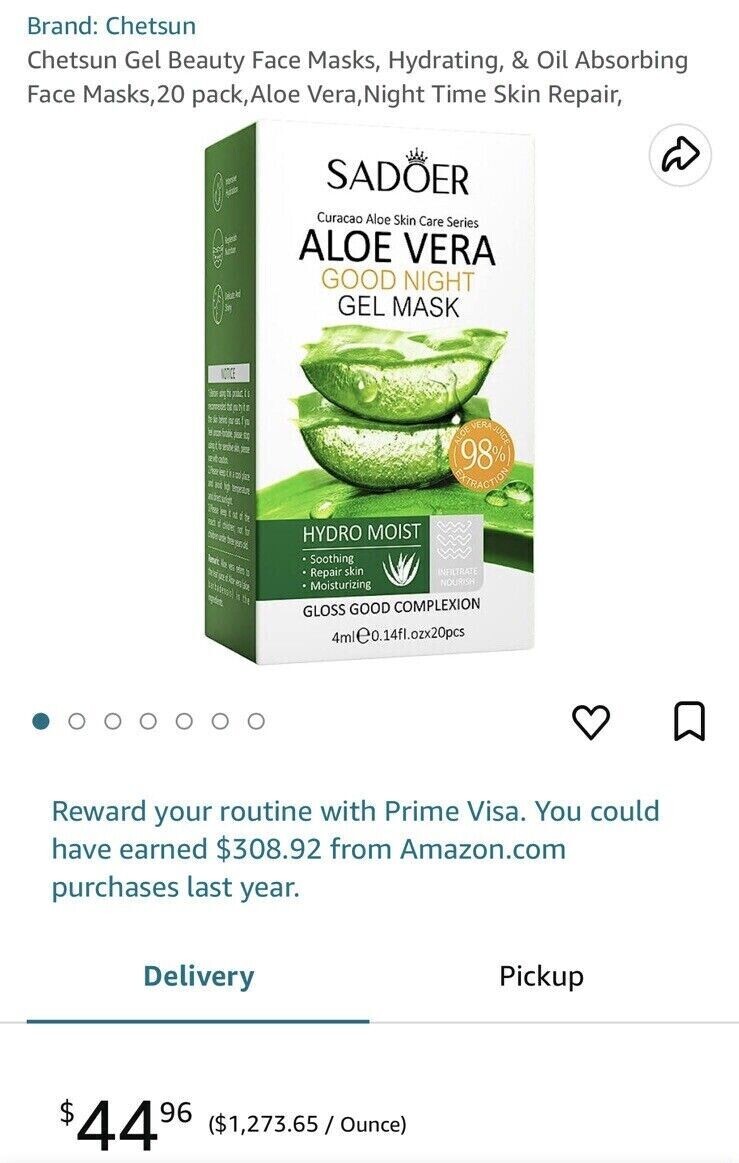 2 Box SADOER ALOE VERA GOOD NIGHT GEL MASK Hydro Moist For Gloss Good  Complexion