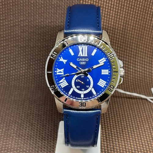 Casio MTPVD200L2B Roman Numeral Blue Leather Analog Quartz Men's
