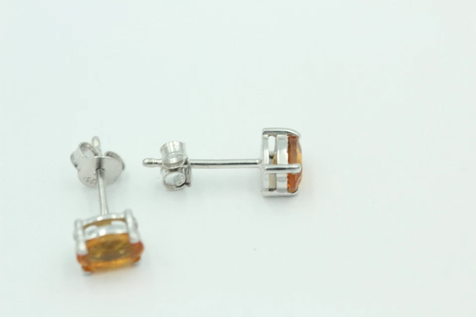 Raro 0,94 Carati Madeira Quarzo Citrino Orecchini 925 Argento Di Madeira Alto - Immagine 4 di 4