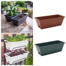 5 x Trough Plant Pot Long Plastic Planter Window Herb Flower Box Drainage Holes
