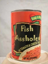 Fish Ass Holes in Tomato Sauce Christmas Fools Gift Stocking Stuffers Gag Label