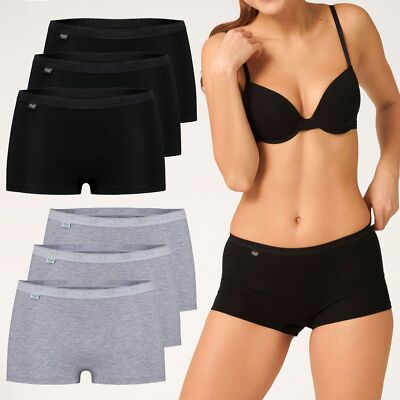 SLOGGI Damen Short Slip Basic+ Baumwolle Unterhose breite Seitenpartie 3er Pack