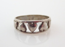 Vintage NF Signed Hearts Sterling Silver Band Ring Sz 8