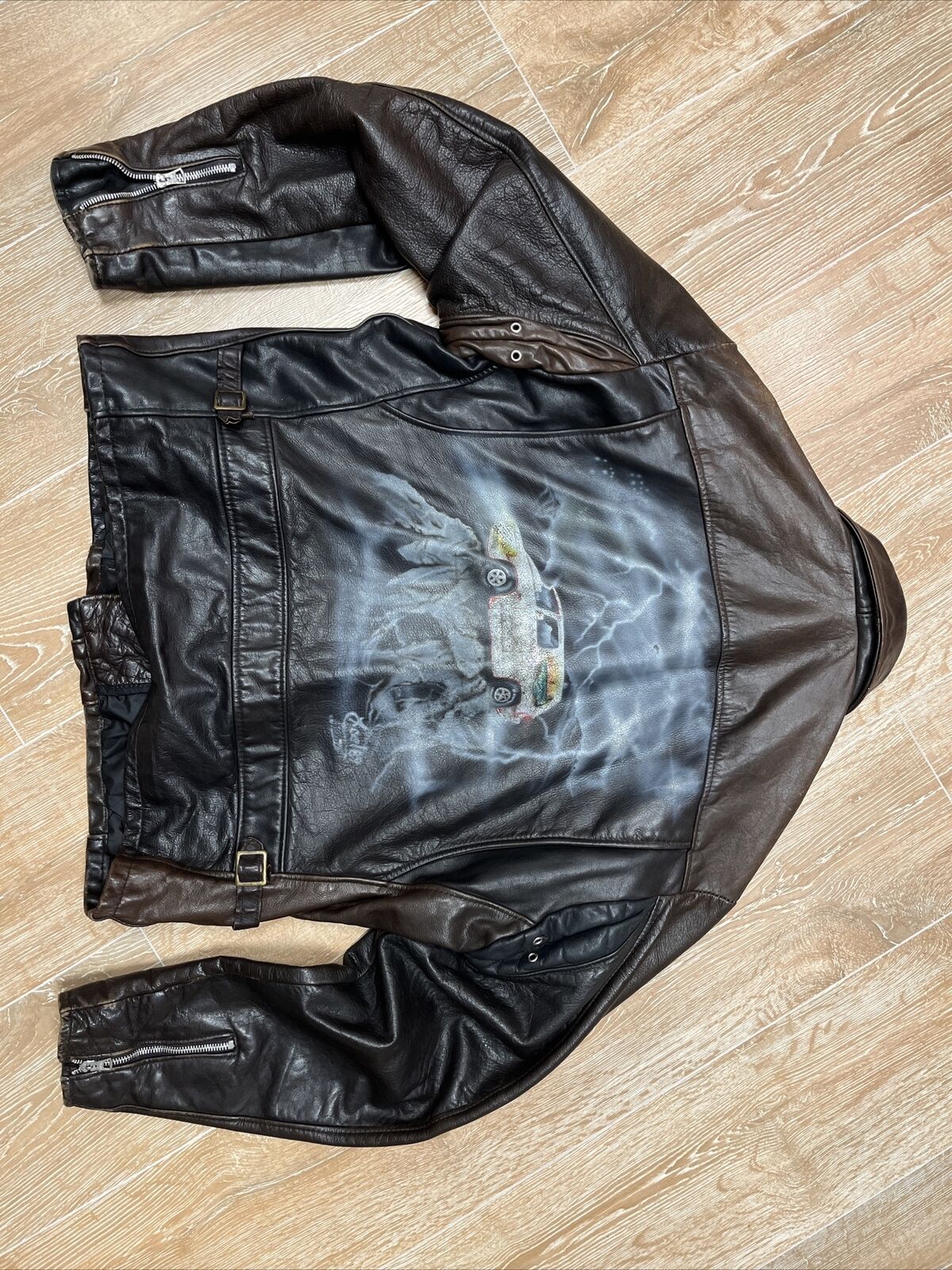 Vintage Schott Leather Jacket Hand Painted Punk R… - image 2