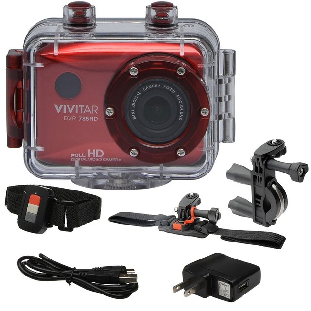 Vivitar DVR786HD HD Waterproof Action Camcorder Red w/ Complete