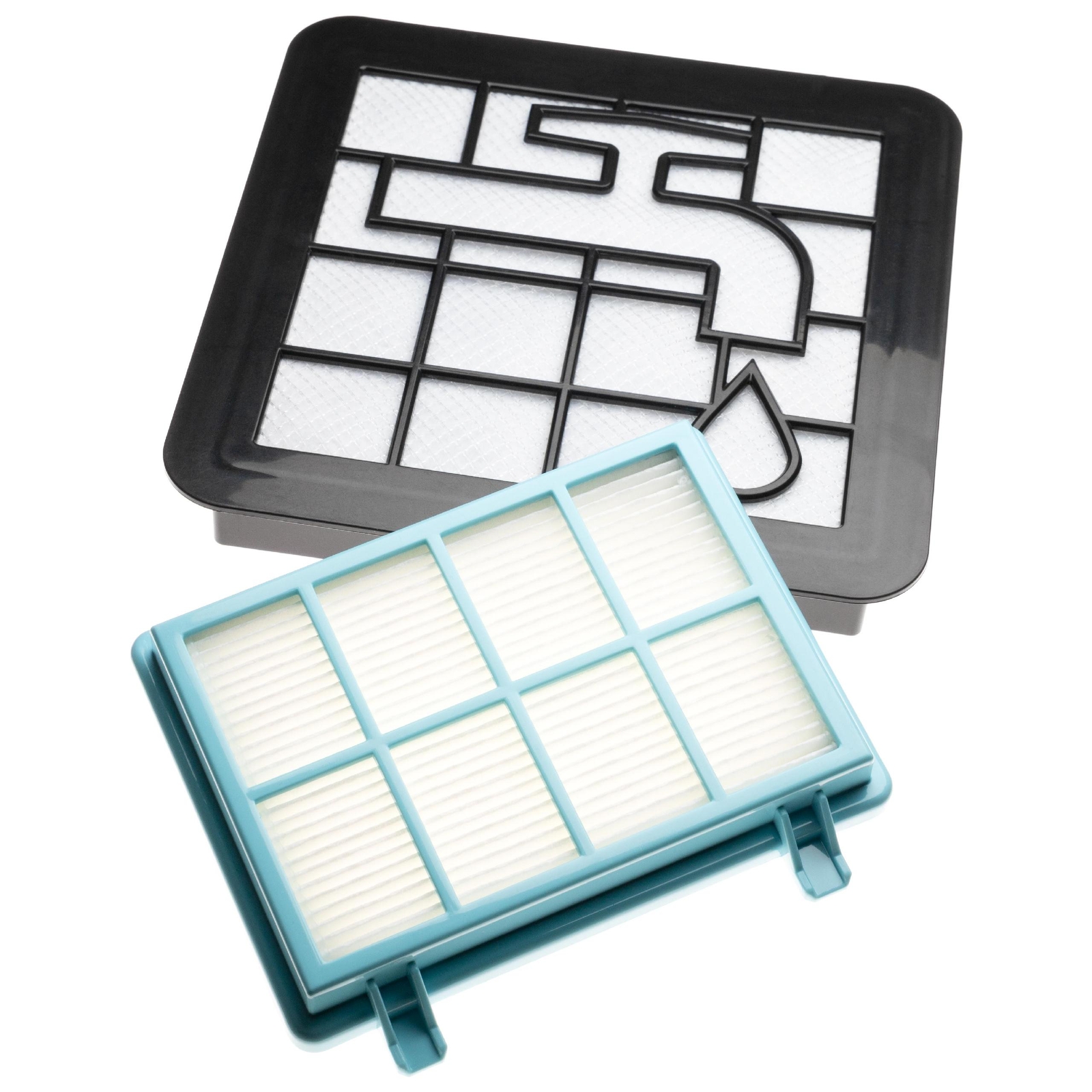 Artraise Set di 2 filtri di ricambio per Philips aspirapolvere PowerPro Compact e Active FC9331/09 FC9332/09, set di filtri di ricambio per aspirapolvere FC8010/01, blu/bianco