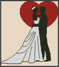 Wedding Couple Silhouette Counted Cross Stitch Chart No. 35-17 