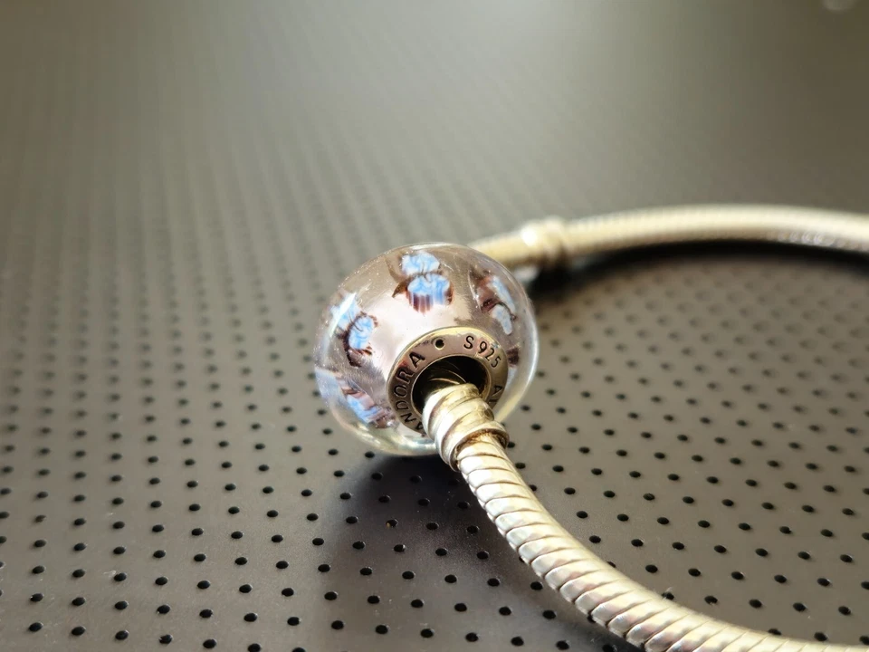 Nuevo Auténtico Pandora Mariposa Rosa Cristal de Murano Dije Foto 2 de 4