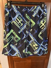 Nike Swim Men s L Blue Green Swim Trunks Board Shorts 3 Mesh Pockets