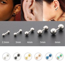 Surgical Steel Earring Stud Screwback Round Baby Mens Double Ball Earrings Studs