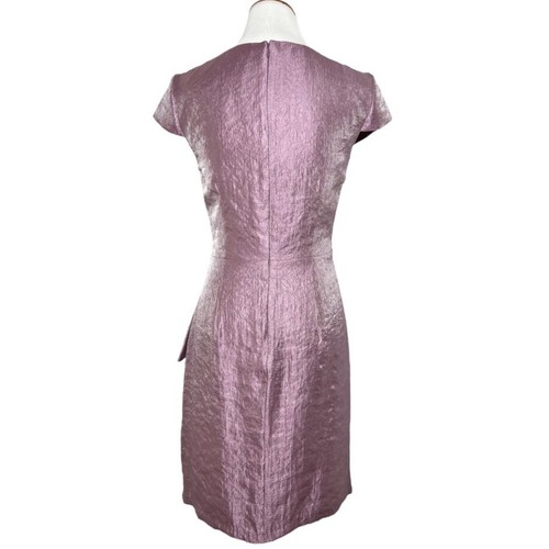 NWT London Times Shimmer Purple Side Drape Short Sleeve Sheath Cocktail Dress 8 - Picture 7 of 12