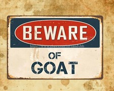 wall art stores plaque beware of goat metal tin sign