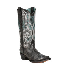 Corral Ladies Embroidery Overlay Studs Black White Western Boots C3913