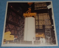 1987 NASA Photo 4 Point Beam Lifting Space Shuttle SRM Segment In VAB KSC #1