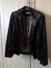 Wallis Dark Brown Faux Fur Ridged Jacket, Size Small
