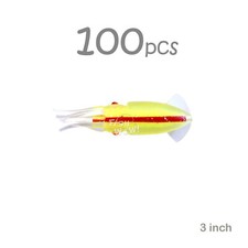 100pcs 3" Octopus Lures Yellow Red Mold Rock ling Cod Craft 3D Bulb Squid AAA