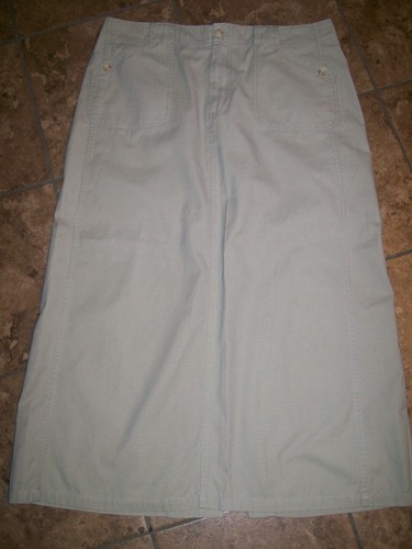 White Stag Long Modest Skirt Womens Sz 14 Khaki Beige 100% Cotton Back Split