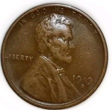 1919 S Lincoln Cent XF Brown Coin-Nice Glossy Eye Appeal Wheat Penny-Free Post