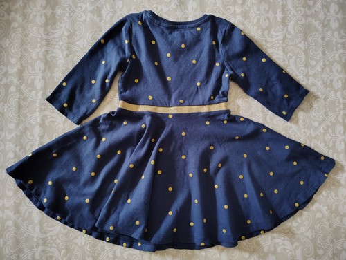 Mini Boden 4-5 Jahre dunkelblau gold gepunktet Skater Weihnachten Urlaub Kleid - Bild 4 von 4