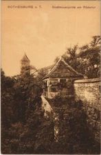 Old postcard postcard Rothenburg - city wall part at the Rodertor GERMANY (1074269)