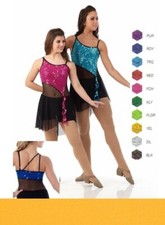 Glitter YELLOW Adult Small Ballet Tap Dance Costume Boy Shorts Sequin Unitard