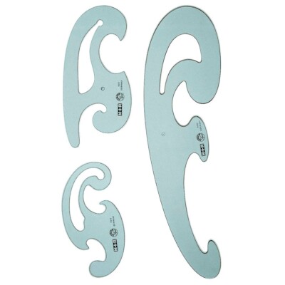 M + R Burmesterkurven Set transparent Kurven Kurvenlänge 13, 17 und 32 cm