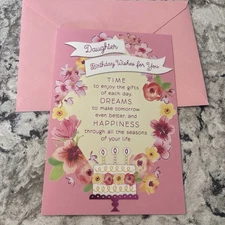 Happy Birthday Daughter Dreams Wishes 5.5”x8” Hallmark Heartline Greeting Card