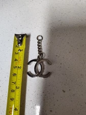 Coco Chanel Replacement keyring purse  Bag Charm Zipper Pull silver tone 1 1/2" 