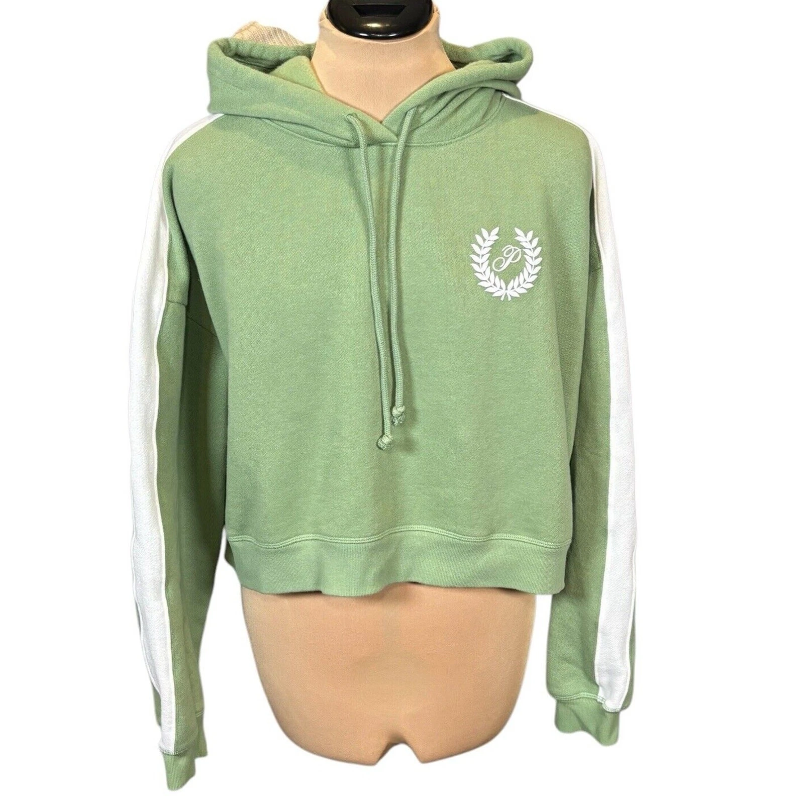 UNDERCOVER Felpa con cappuccio Pink By Victoria's Secret Ivy Fleece Cropped taglia XL verde erba selvatica