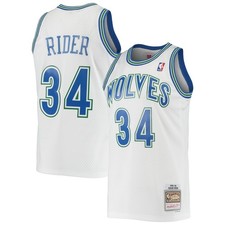 Men's Mitchell & Ness Isaiah Rider White Minnesota Timberwolves 1995/96 Hardwood