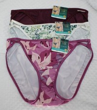 NWT set/3 VANITY FAIR ILLUMINATION STRING BIKINI 18108 NATIVE LILLY PLUM LEAVES