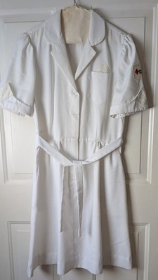 Vtg Red Cross Uniform Dress White Sz 14P Style 2120 Barco 1970's
