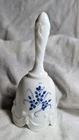 Fenton Hand Painted 4.25” Floral Bell Signed D Anderson Milk Glass Blue Flowers