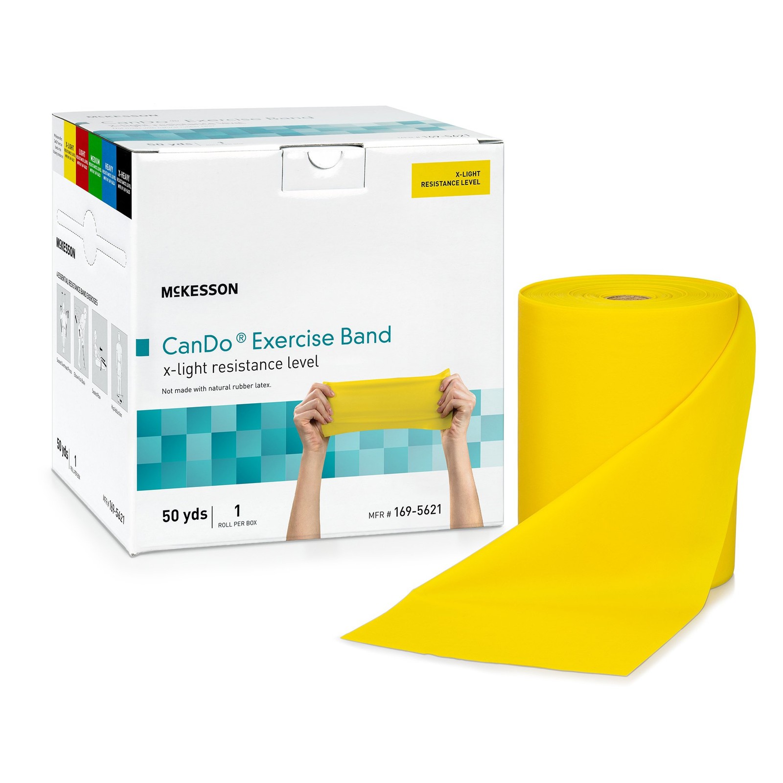 McKesson CanDo Exercise Resistance Band Yellow X-Light Resistance 5" x 50 Yd. 1
