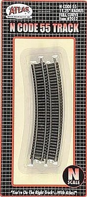 Atlas Code 55 11-1/4 Radius Full Curve (6) - N Scale Nickel Silver Model Train