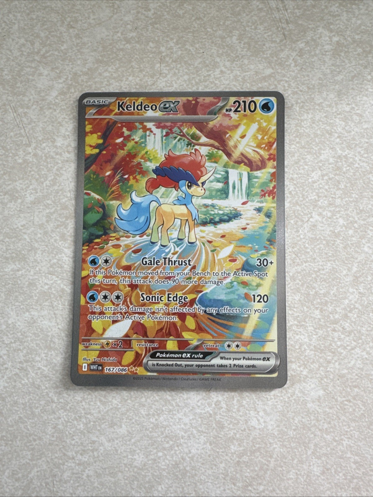 Pokémon Keldeo EX 2025 White Flare SIR Card 167/086 SV NM