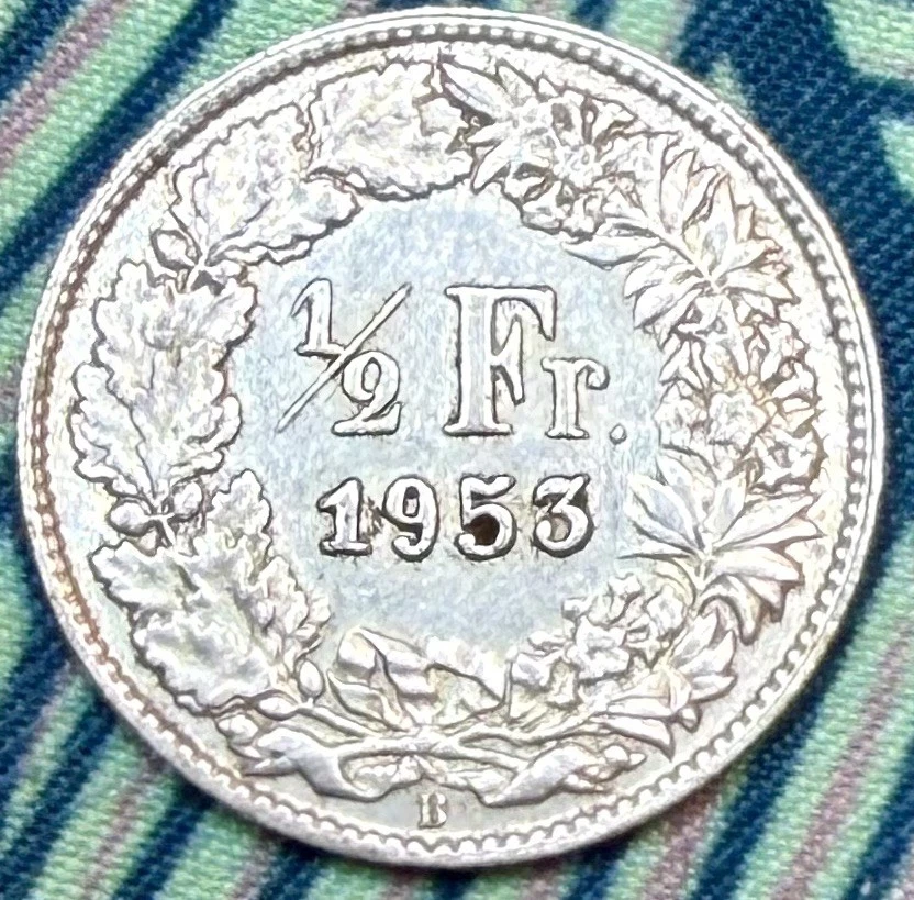 1953B Switzerland 1/2 Franc SILVER COIN SHIPS FREE (XF) Extra Fine. .835 Silver - Image 2 of 4