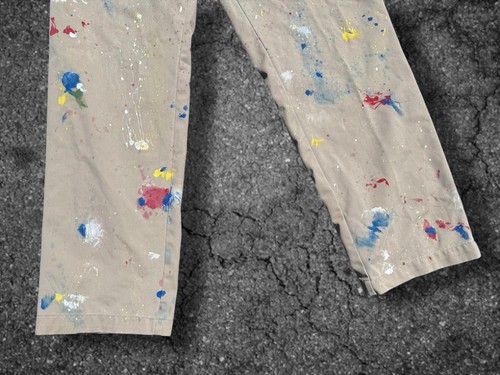 POLO VINTAGE RALPH LAUREN 35X31 ARTISTA VERNICE SPLATTER PANTALONI CHINO ABBRONZATI INVECCHIATI - Foto 7 di 20