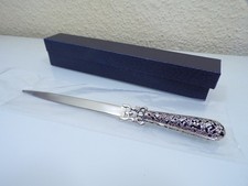 ALBO Brieföffner durchbrochener 3D Griff Rocaille- und Blatt 22 cm 835er TOP neu