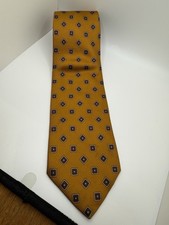 Brooks Brothers Makers Gold Silk Geometric Diamond Tie USA Made 59.5 Classic
