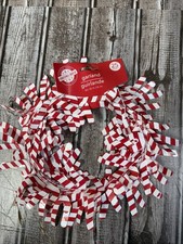 New  25 FT Long Christmas Holiday Garland Foil Red and White Candy cane