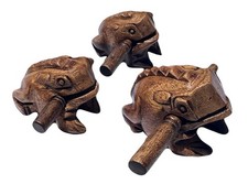 Vintage Thai Percussion Instruments Wooden Frog 3 Pcs Set of 4 Inch Frog, 3 I...