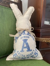 Handmade Bunny Made With extremely Old/ Vintage Feed-sack. Very Rare Fabric 