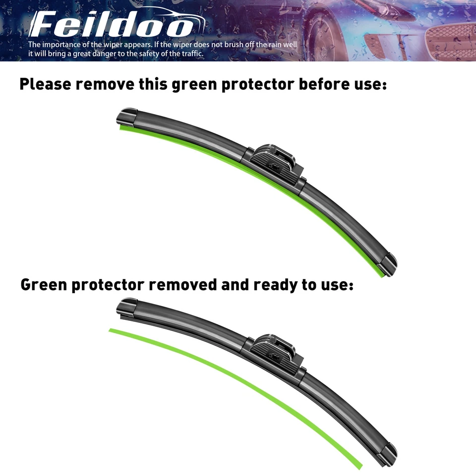 Feildoo 28"14"12" Front and Rear Wiper Blades Fit for 2017 Kia Forte, 3pcs Foto 3 de 4