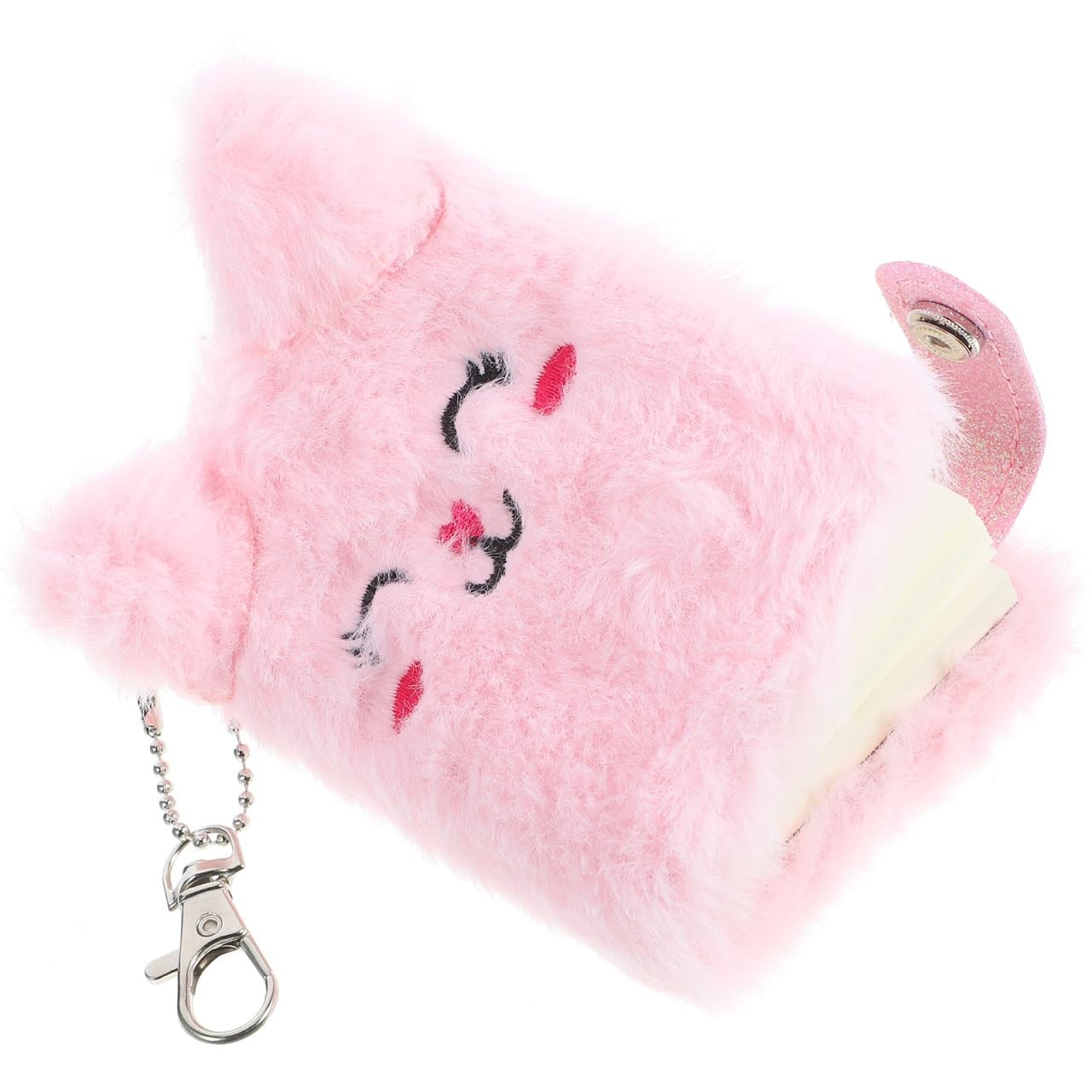 Carnet de poche en peluche pour filles mini journal intime avec anneau porte-clés
