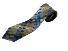 Van Heusen Gray Blue Geometric 100 Silk Tie Necktie 59"x3.25" Business Career